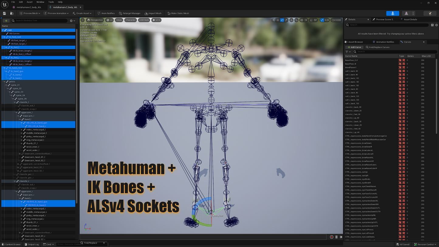 Metahumanv2 Body With IK Bones ALSv4 Virtual Bones & Sockets