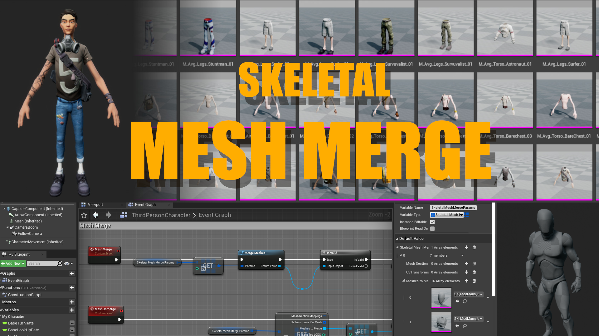 Mesh Merger UE4 Skeletal Mesh Merge C++ Plugin – TheGameDevStore.com